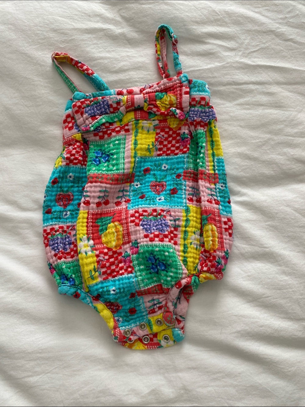 Girls Multicolor Patchwork One-Piece Swimsuit
